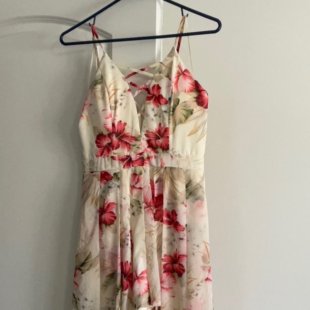 Floral Spaghetti Strap Romper w/cape